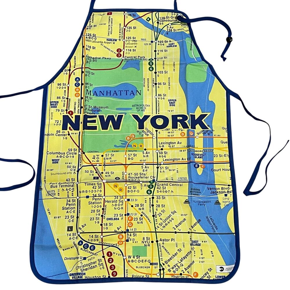 NYC New York City Subway Map Apron Smock Adjustable Souvenir 100% Cotton